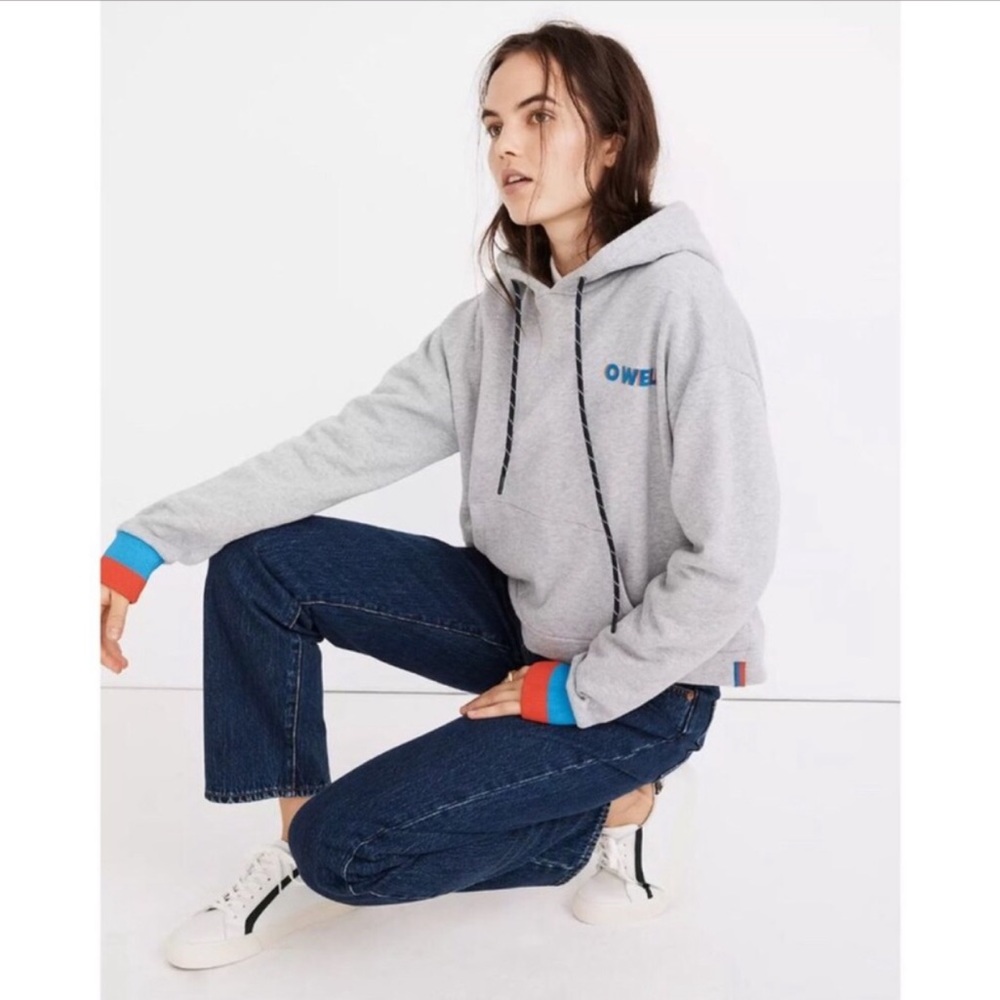 KULE Gray Hoodie with Blue and Red Cuffs
